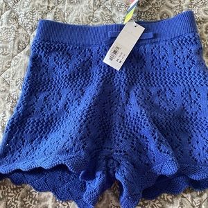 Never worn, blue crochet shorts
